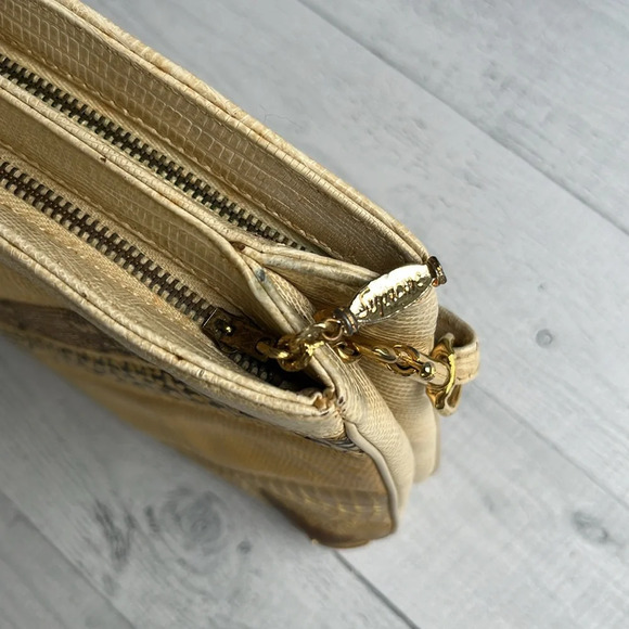 Vintage 80s Bag By Supreme Beige Snakeskin Print Handbag - Picture 7 of 7